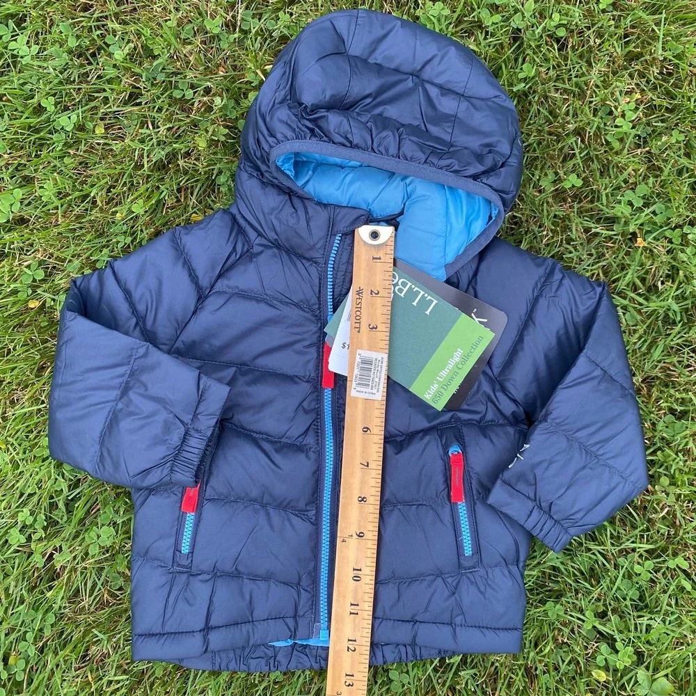NWT L.L. Bean Ultralight Hooded 650 Down Jacket Coat /Carbon Navy (6-12 Months)